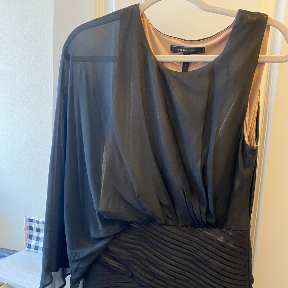 BGBG Black and Gold Mini dress with one should fleece
